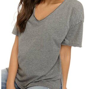 True Craft Junior's V Neck T-Shirt Top Size XS Gray Short Sleeves Casual Cotton